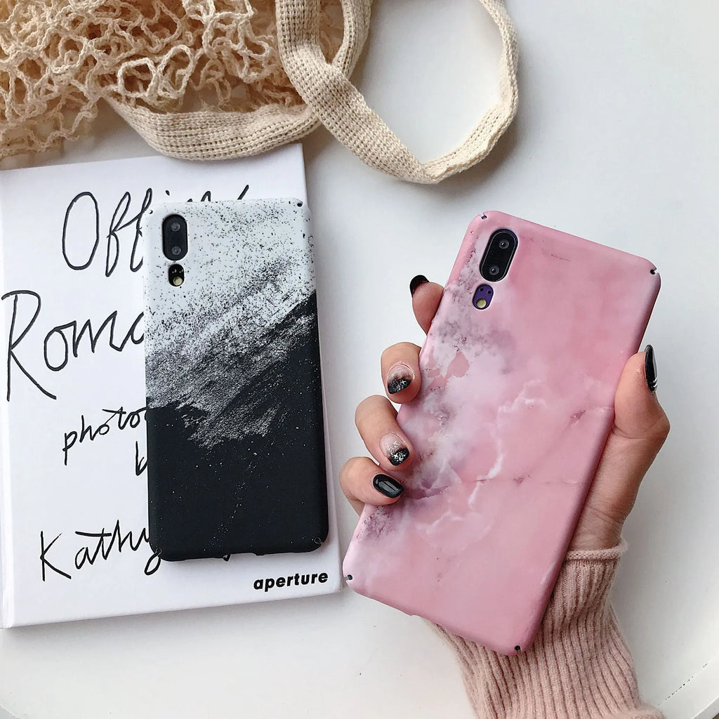 Black and pink painted polycarbonate back cover cases for Huawei P20 and Honor10 phones