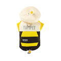 Colour block dog hoodie with metal D-ring at back, adjustable hood and hem, pink/blue or yellow/black, sizes XS to XXL
