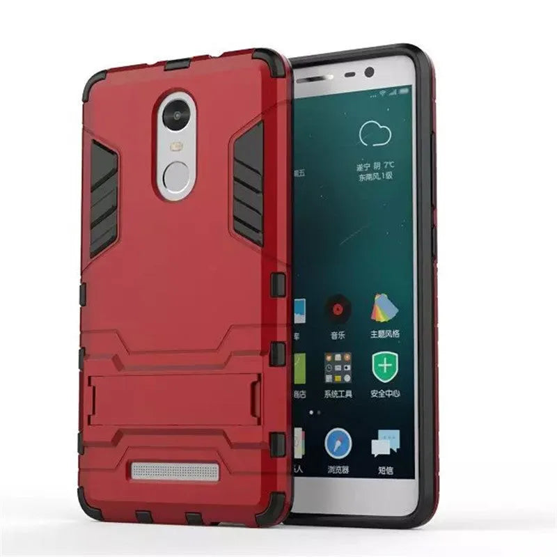 Xiaomi Redmi Note 3 TPU PC back cover with built-in bracket stand in silver