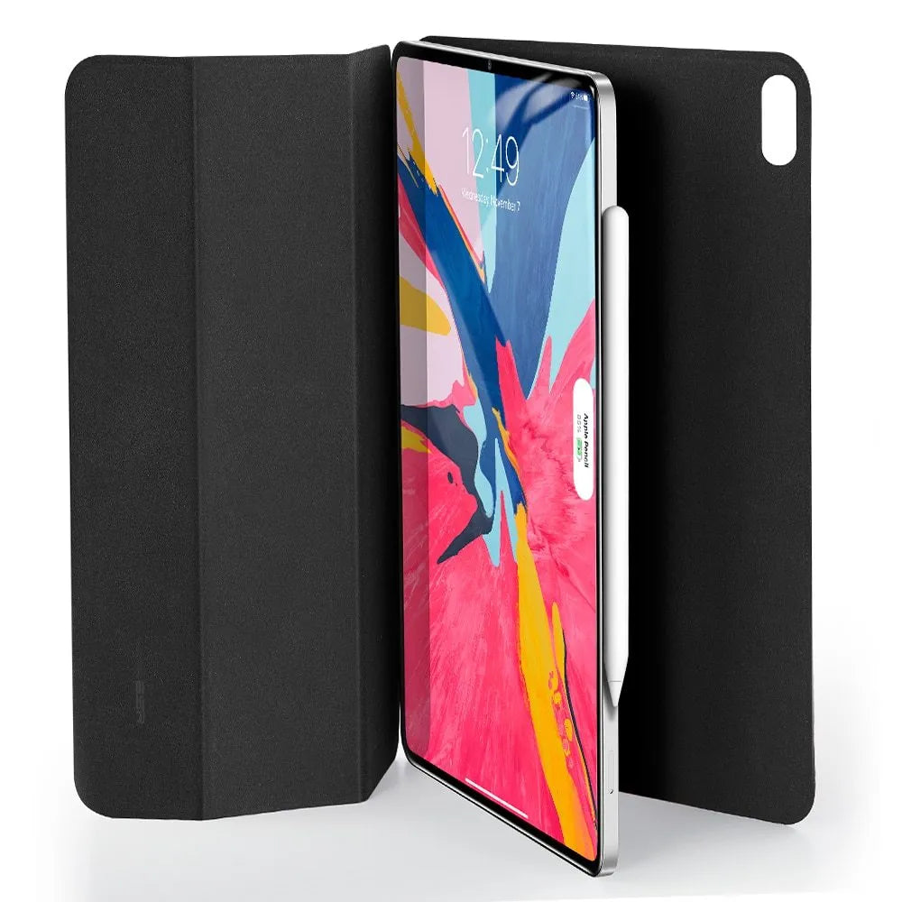 Magnetic smart case for iPad Pro 11-inch 2018 in black with trifold stand and open side for Apple Pencil