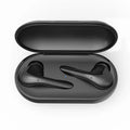 Wireless black sports headphones with neck-mounted design and magnetic earpieces