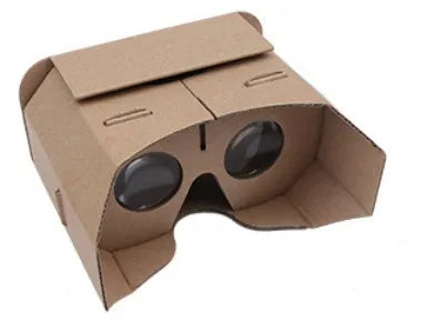 Cardboard virtual reality glasses for smartphones with photo colour design.