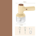 2 in 1 handheld electric garlic chopper with 304 blade, 250ml cup, USB Type-C rechargeable, khaki or beige