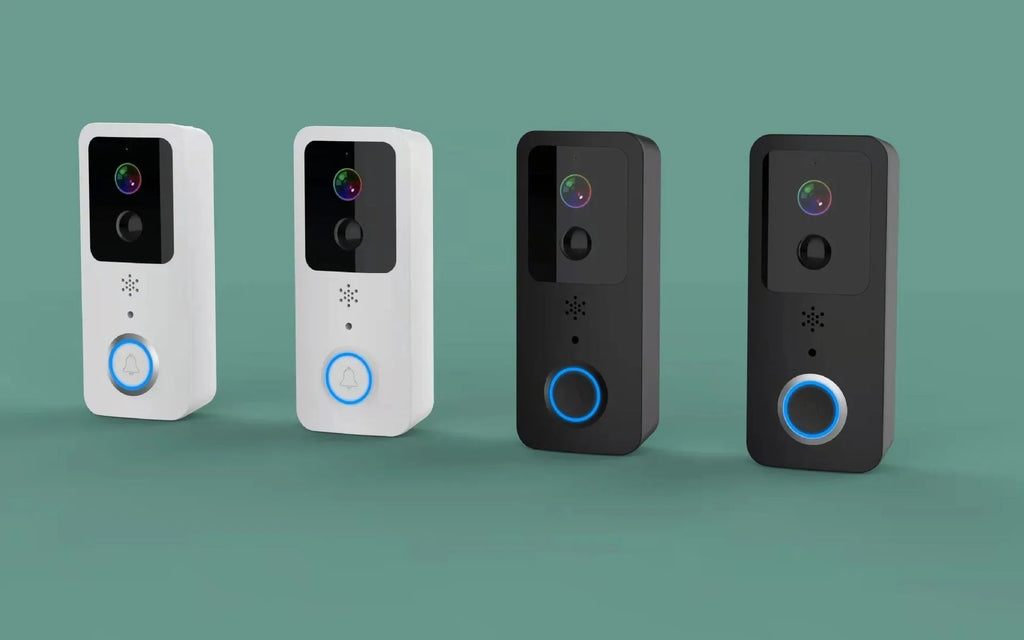 Smart waterproof HD visual doorbell intercom for front door security with rechargeable battery.