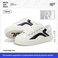 Women's blue and white low-top board shoes with vulcanised rubber soles and lace-up front.