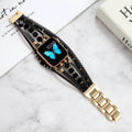 Life Tree Jewelry woven metal and leather watch strap for Apple Watch, 22mm, multiple colours including Black and Gold