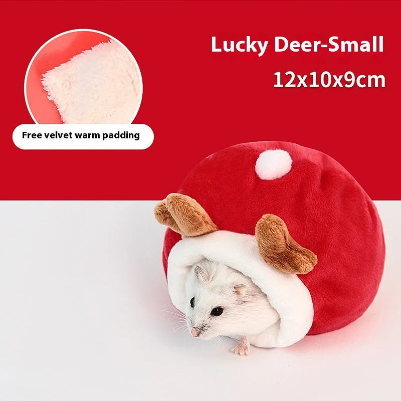 Cotton pet nest for hamsters and sugar gliders, 12x10x9cm, anti-bite, in yellow chick or grey rabbit style