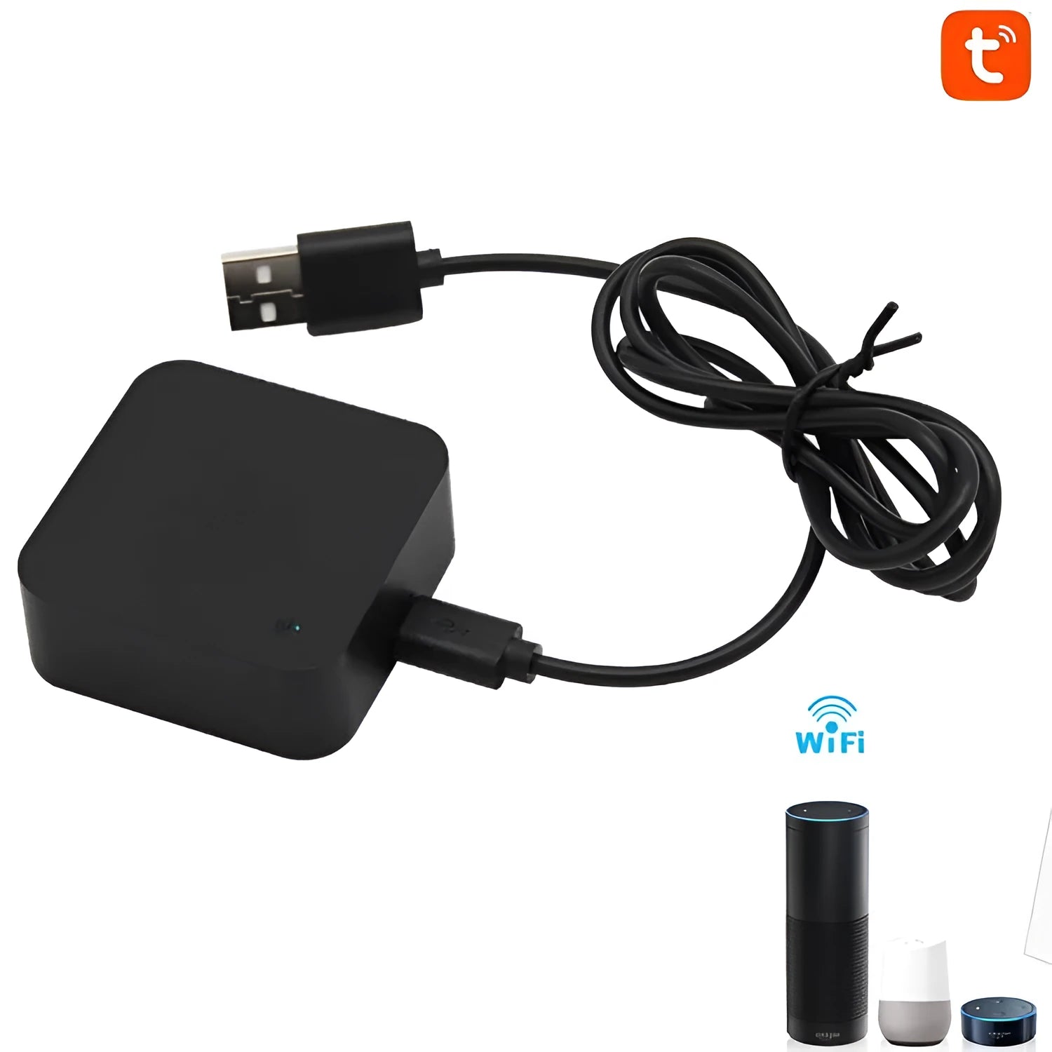 Black universal infrared remote control with voice command for air conditioning and TV