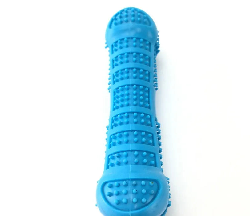 Silicone dog molar stick bone-shaped toothbrush with all-side bristles in blue and green