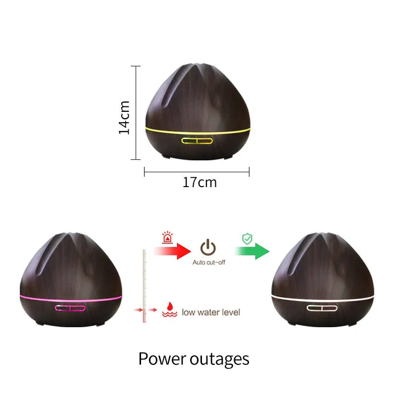 500ml air humidifier aromatherapy machine in dark wood or light wood with AU EU UK or US plug