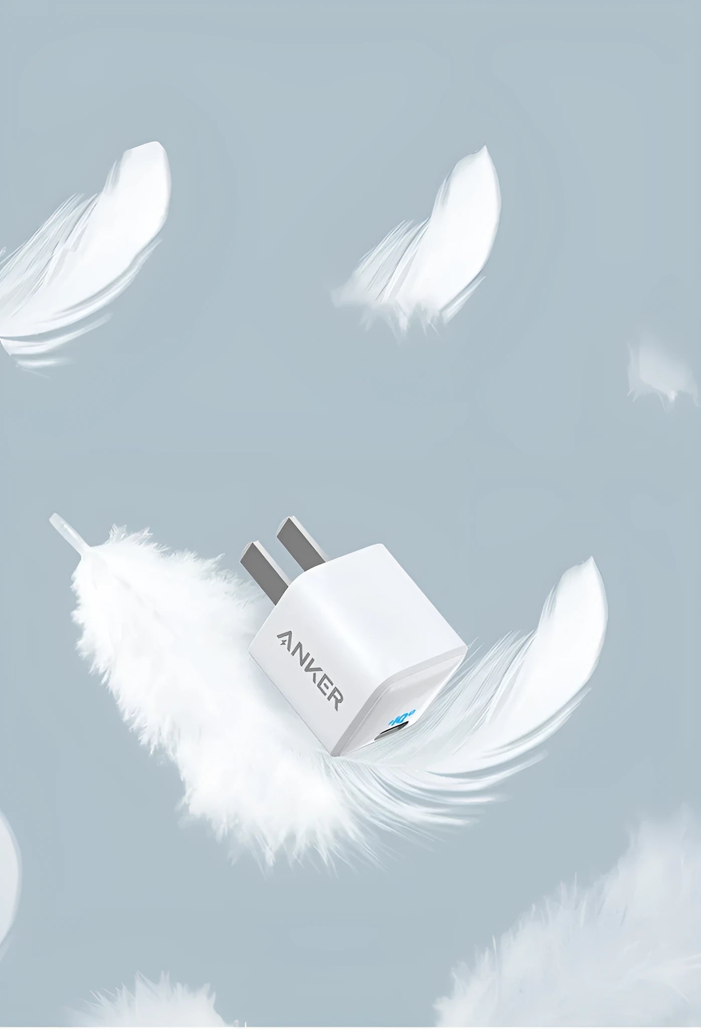 White USB travel charger with 18W fast charging capability for mobile phones