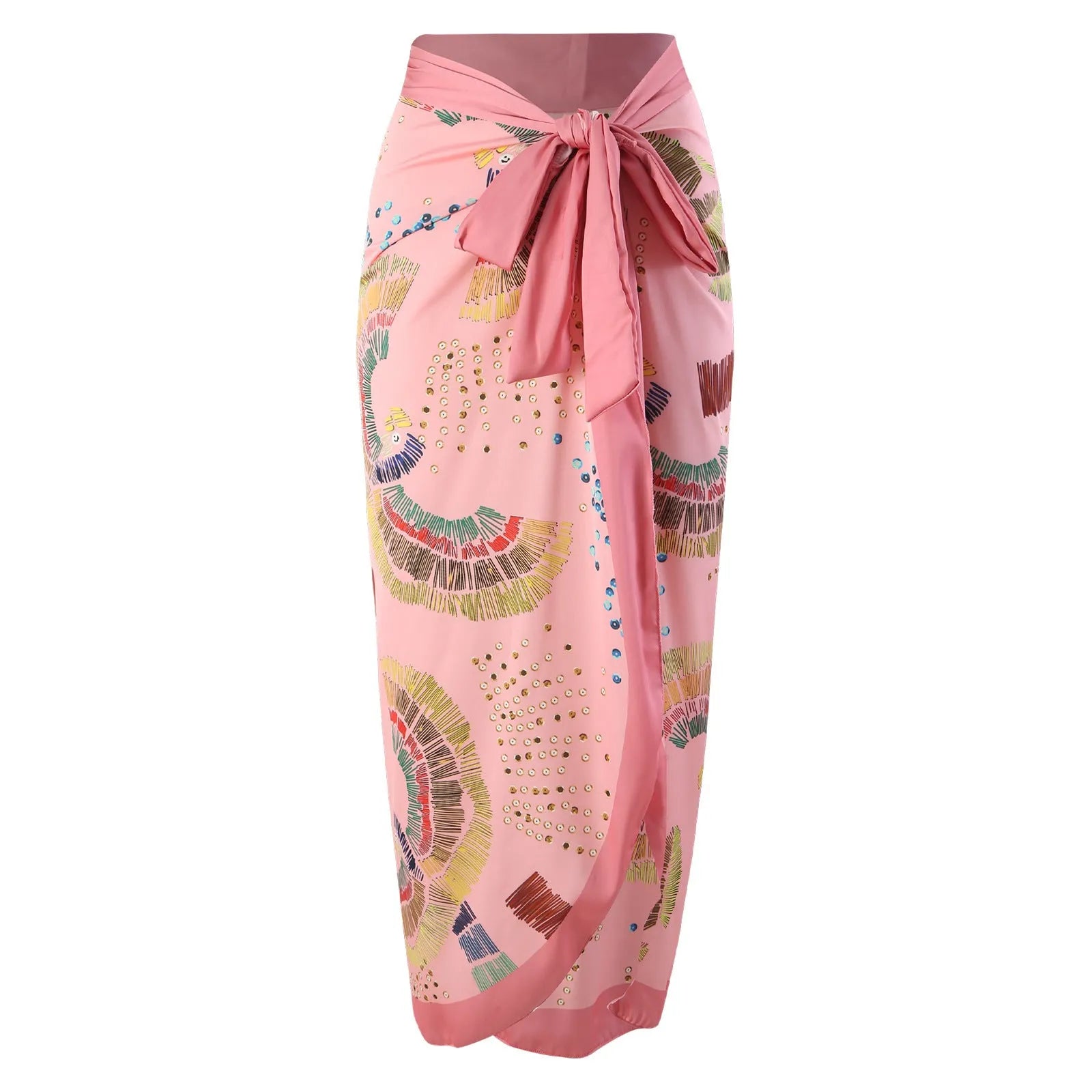 Blue and pink French retro one-piece swimsuit sets with matching gauze skirts for beach and pool.