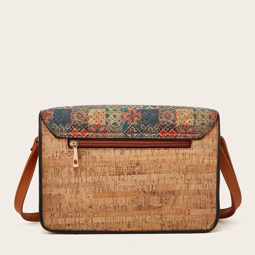 Women's printed PU crossbody bag with one shoulder strap in grass flower, green, pansy, and square print colour options.