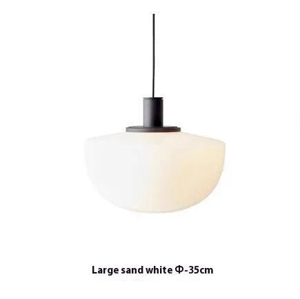Simple modern glass pendant light with single-head droplight design in milky white finish