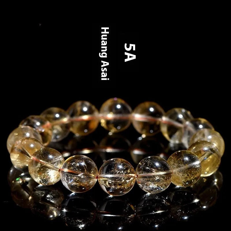 Natural yellow citrine gemstone bracelet with geometric beads in multiple size options
