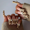 Leopard print butterfly wing design artificial fingernails set WM296 colour ladies manicure kit