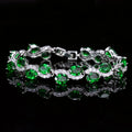 Copper plated real white gold colour bracelet with AAA zircon stones, geometry shape, 18.4 cm length