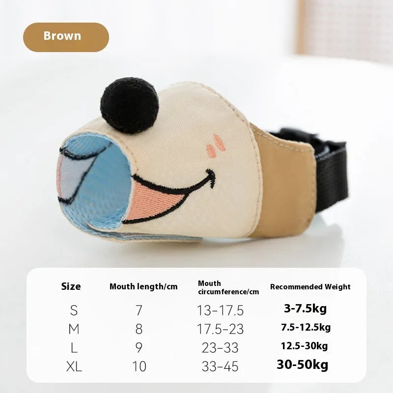 Canvas dog muzzle in Ollie Brown Bear colour with buckle fastening, shown on a dog's snout.