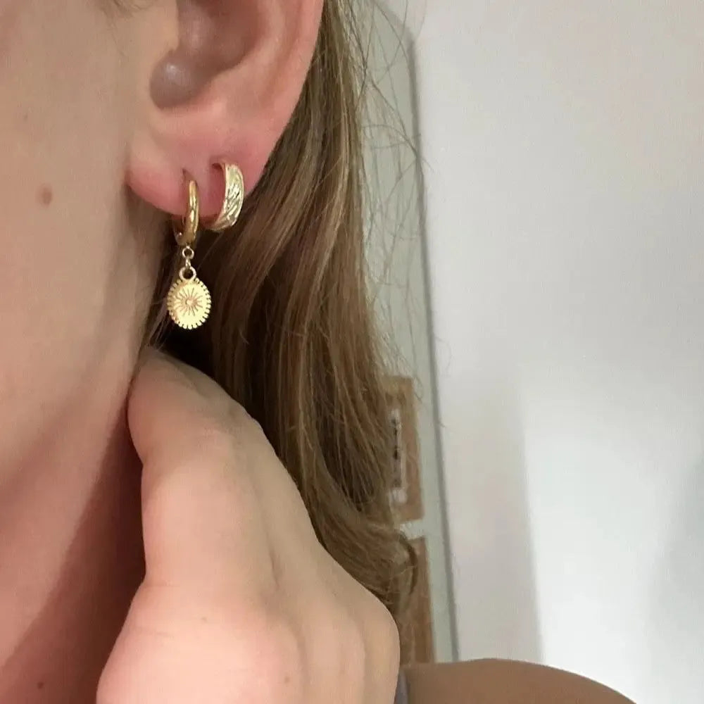 Stainless steel ellipse earrings with ear button fastening, colour XY-EH005.