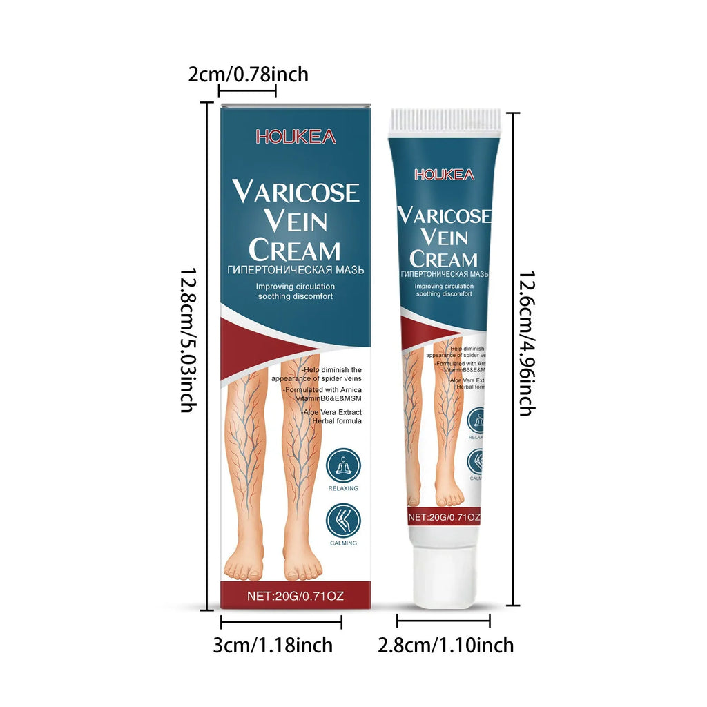 20g tube of leg massage cream containing mint leaves, arnica, witch hazel, vitamin B6 and aloe leaves