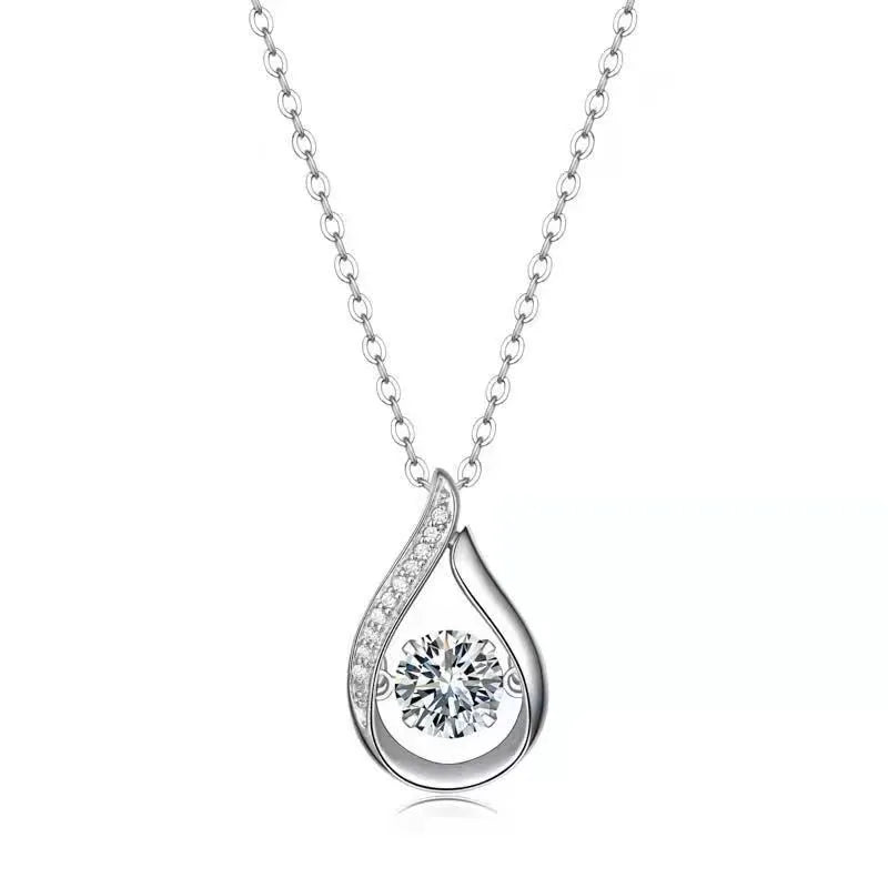 925 silver drop pendant necklace with O-ring chain in white gold colour option