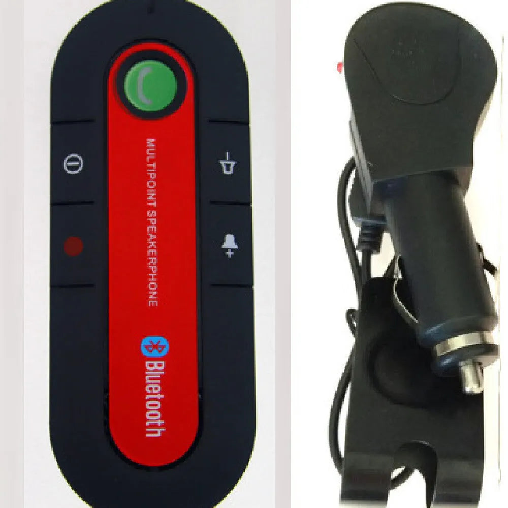 Vehicle Bluetooth handsfree unit with car charger and mounting clip in choice of colours