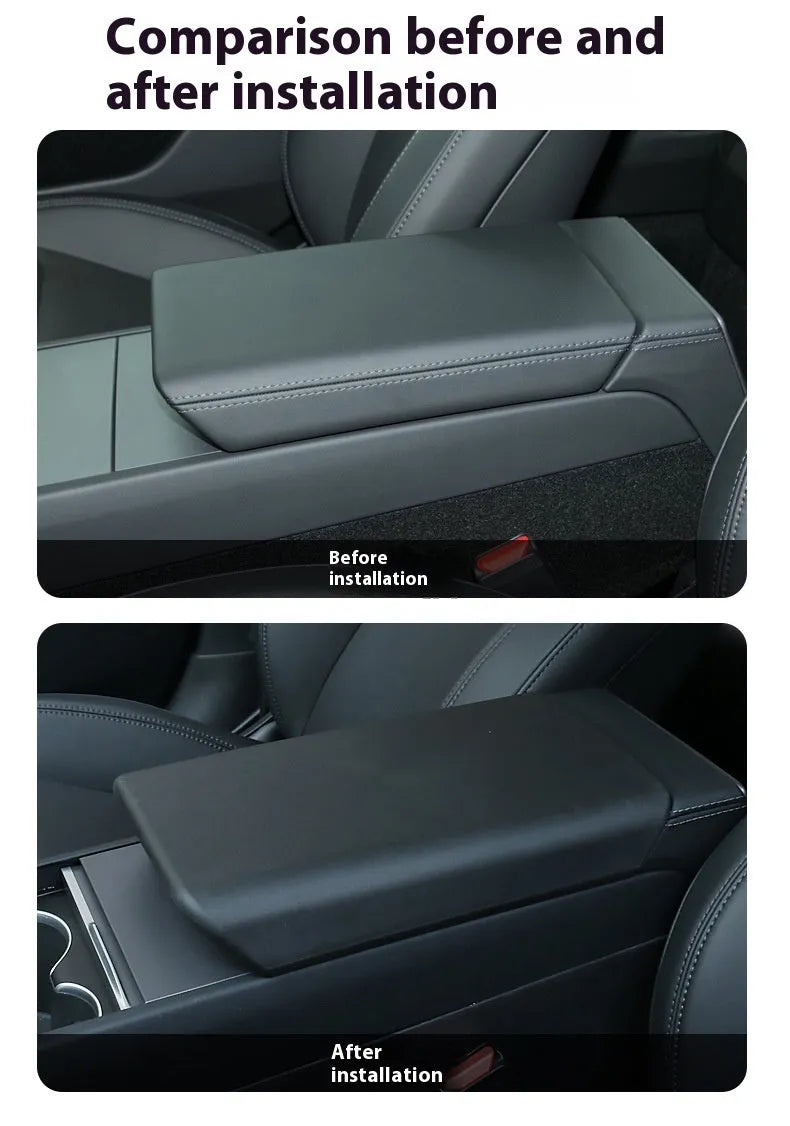 Huanxin TPE central control armrest box protective cover for Tesla Model 3 in black colour