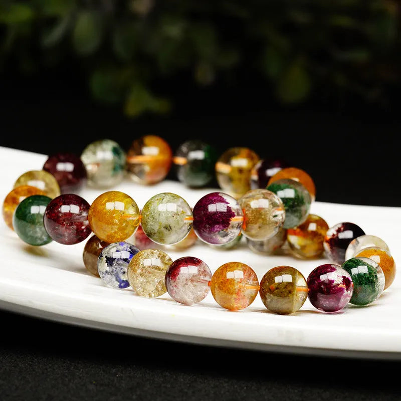 Colourful crystal ball bracelet in ethnic style with retro elements measuring 10mm