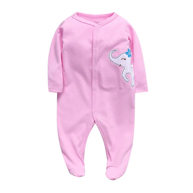 Cotton one-piece baby outfit with dinosaur print design for 3-12 month infants