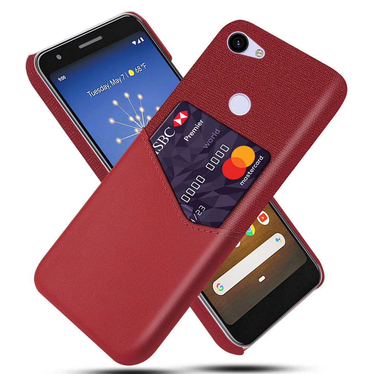 A solid colour leather back cover case for a Google Pixel mobile phone.