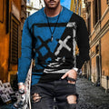 Colour block digital print men's t-shirt with round neck in polyester blend fabric