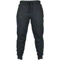 Men's solid colour drawstring waist fleece casual pants in loose fit showing flat front design