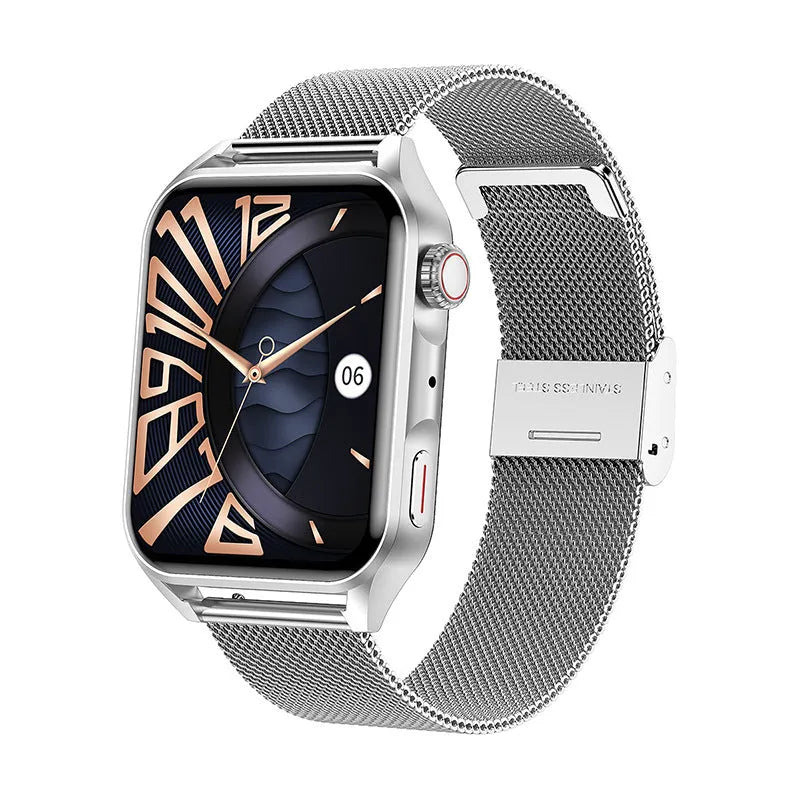 AMOLED smart watch with 1.8 inch display in black colour with silicone wrist strap