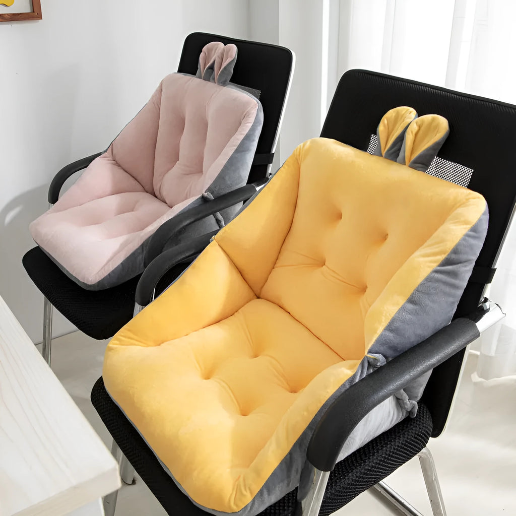 Thickened office chair cushion in solid colour, plush fabric, with four holes for attachment, 45x45cm size