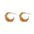 Multi-layer ear ring pair in copper with real gold plating, gold or silver tone, geometric ring design