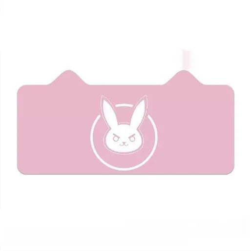 Oversized gaming desk mat with cat ear pattern, natural rubber base, thermal transfer graphics