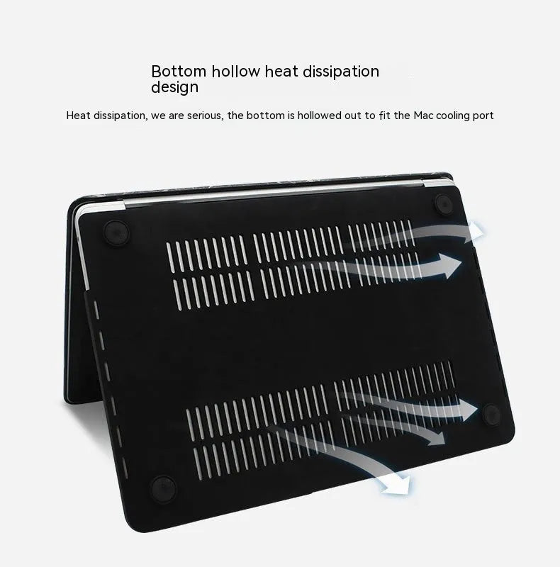 MacBook protective case with crocodile pattern texture and hollowed-out Apple logo in soft pink colour