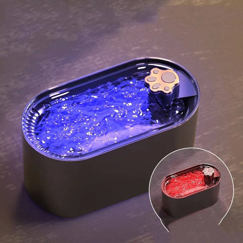 Berlin blue automatic pet water fountain with LED light indicator and triple filter system