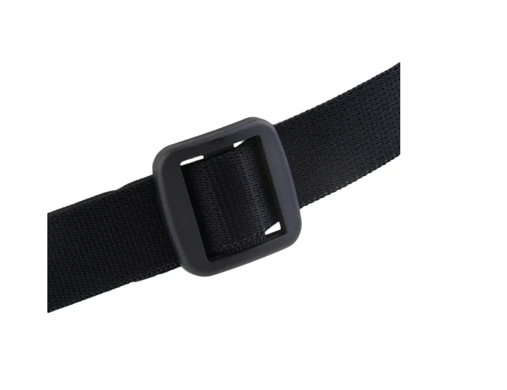Black heart rate monitor watch with rubber strap and round dial, waterproof to 3 metres with chest strap