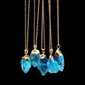 Crystal pendant necklace with natural stone and dyeing finish on adjustable chain