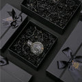 Gift box set with four sizes, Paper Board Material, black blue pink options, and bag choices