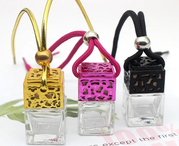8ml square glass hollow empty perfume bottle in gold colour with cap, 4.6cm tall