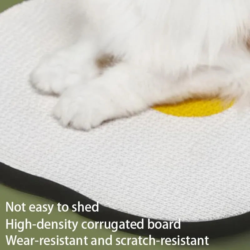 Wall mounted grey cat scratching board with corrugated surface on white wall
