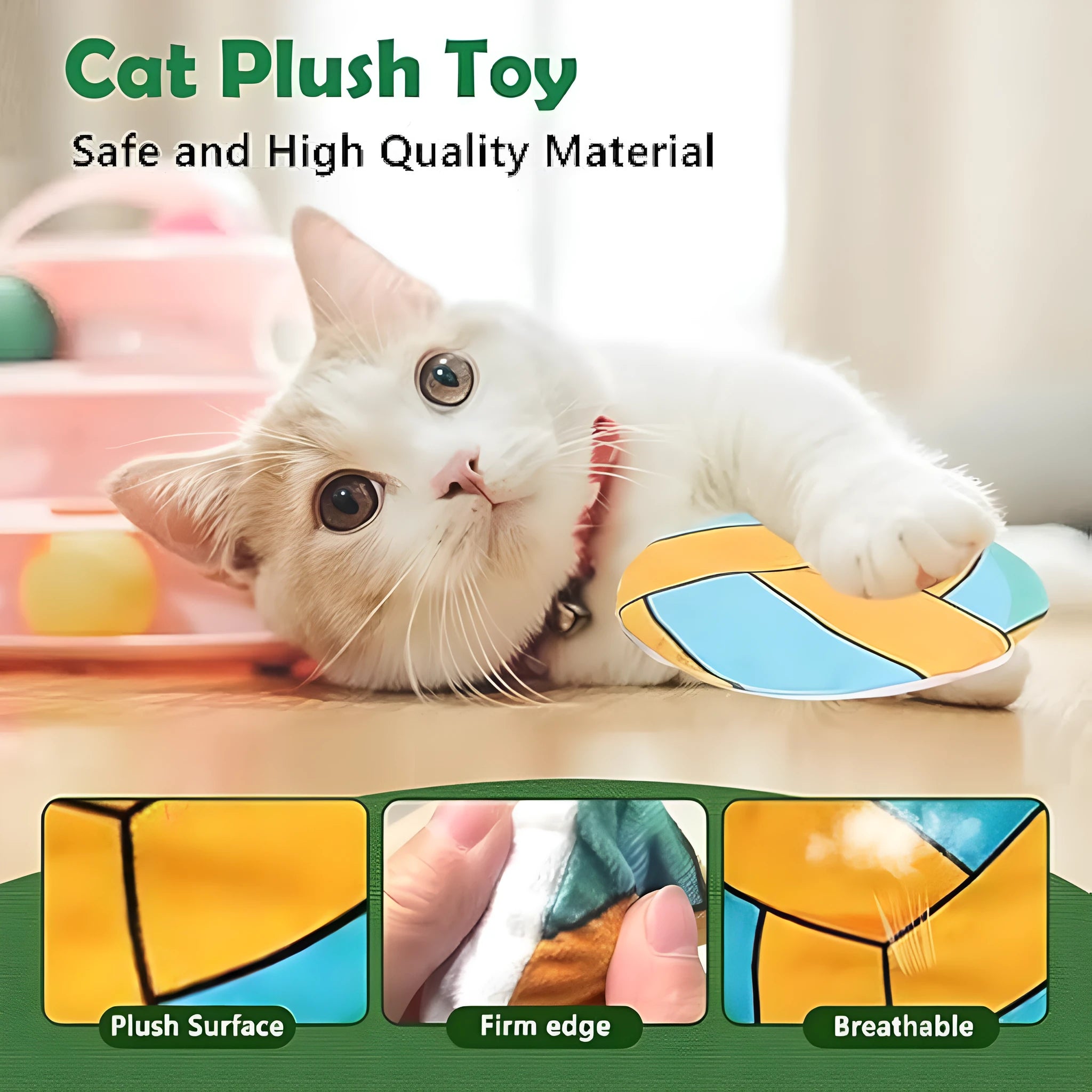5cm catnip flying disc toy with plush exterior and sports ball patterns for indoor cats