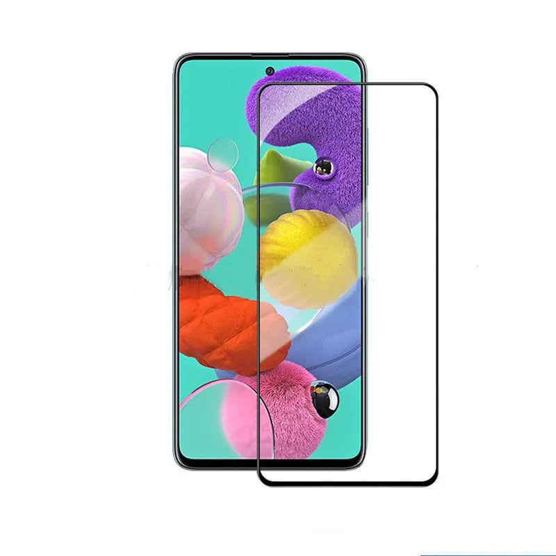 Tempered glass screen protector for Samsung A51 and A51 5G with anti-fingerprint coating, full screen coverage, black or clear style