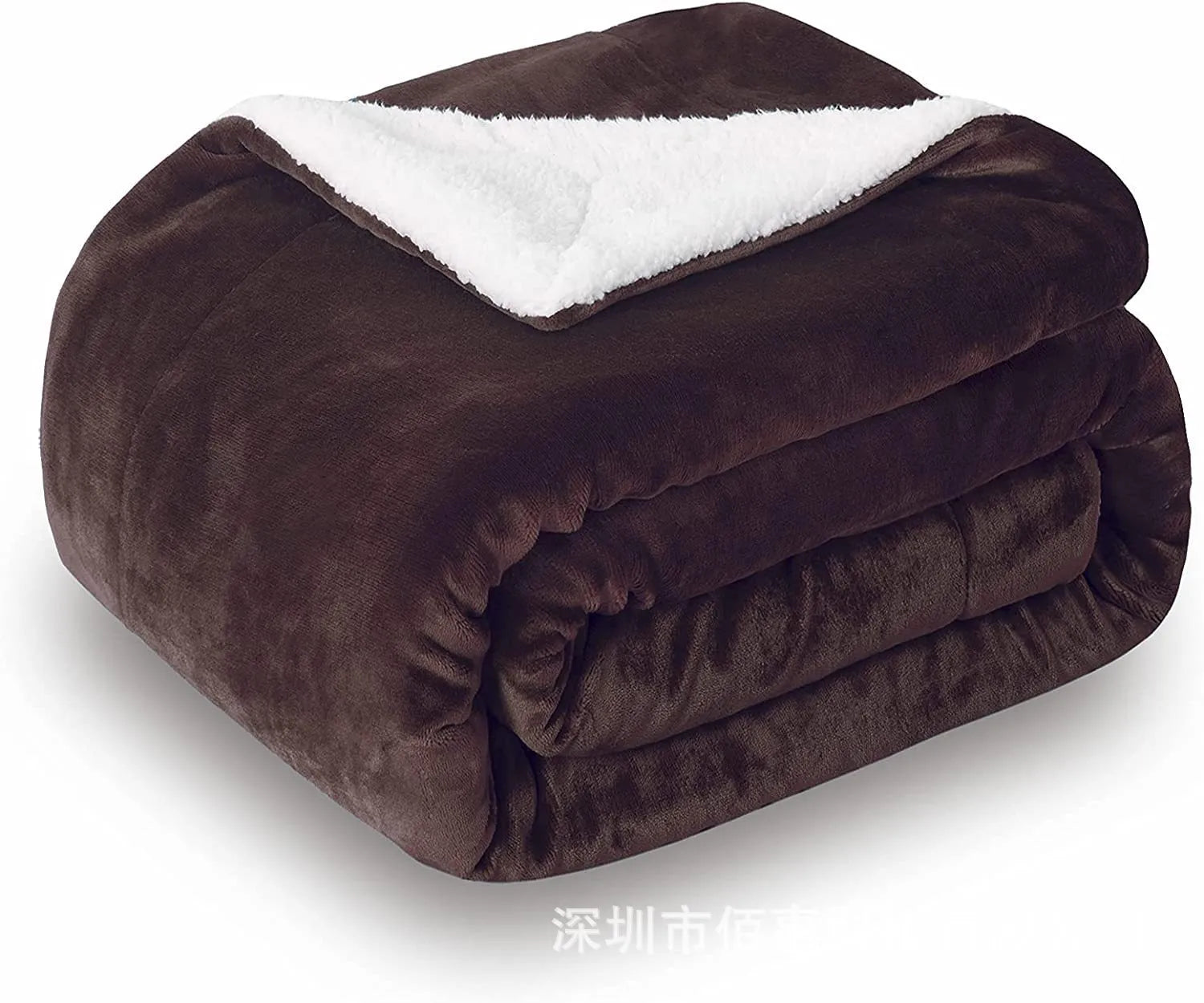Grey and white flannel USB electric heating blanket with intelligent temperature control, shown on a chair.