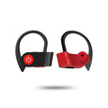 Black wireless Bluetooth V5.0 in-ear headphones with ergonomic design and control buttons.