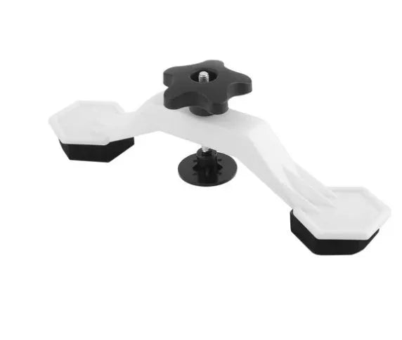 White automotive dent repair kit with five approach bridges and 20W glue gun on workshop bench