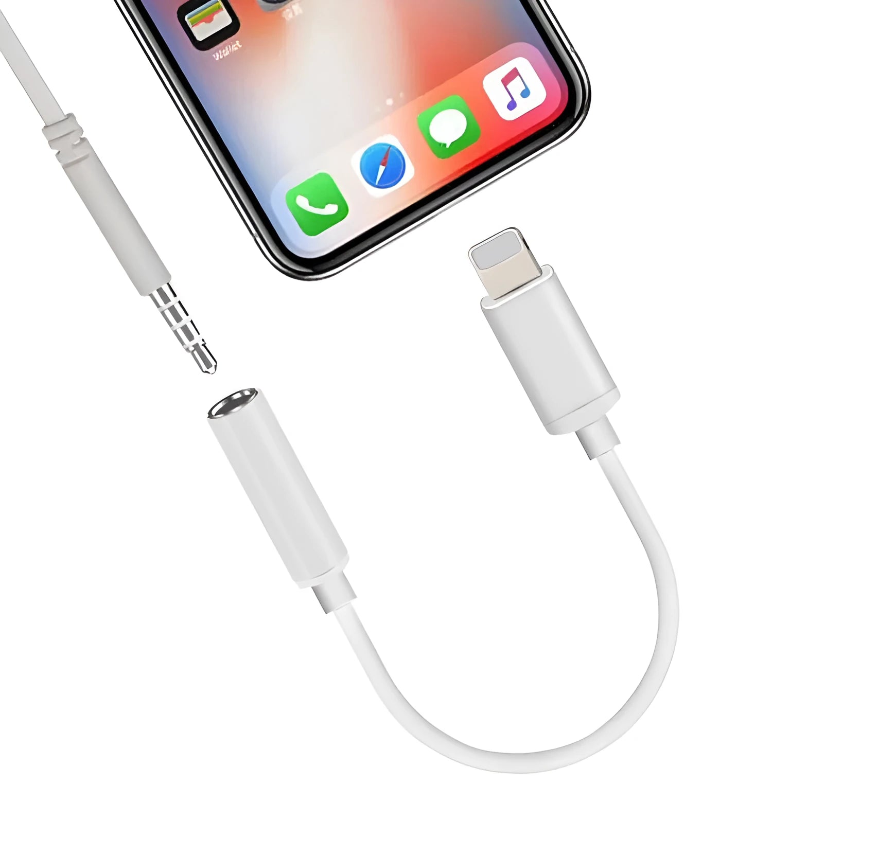 White Lightning to 3.5mm audio adapter cable for iPhone compatibility