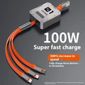 Three-in-one telescopic data cable with 100W super fast charge, grey black, mini USB interface